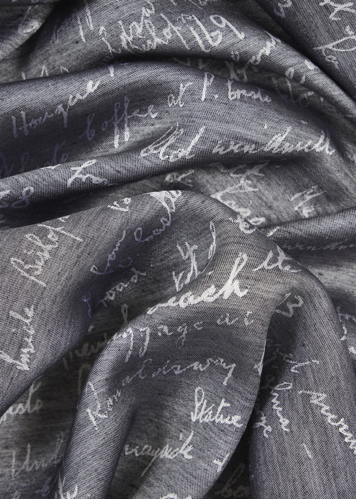 Men's Grey Silk-Blend 'Notebook Writing' Scarf
