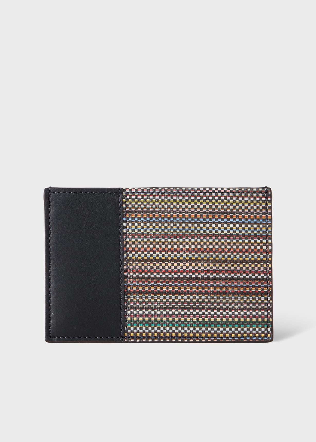 Men's Black Leather 'Signature Stripe' Coated Canvas Credit Card