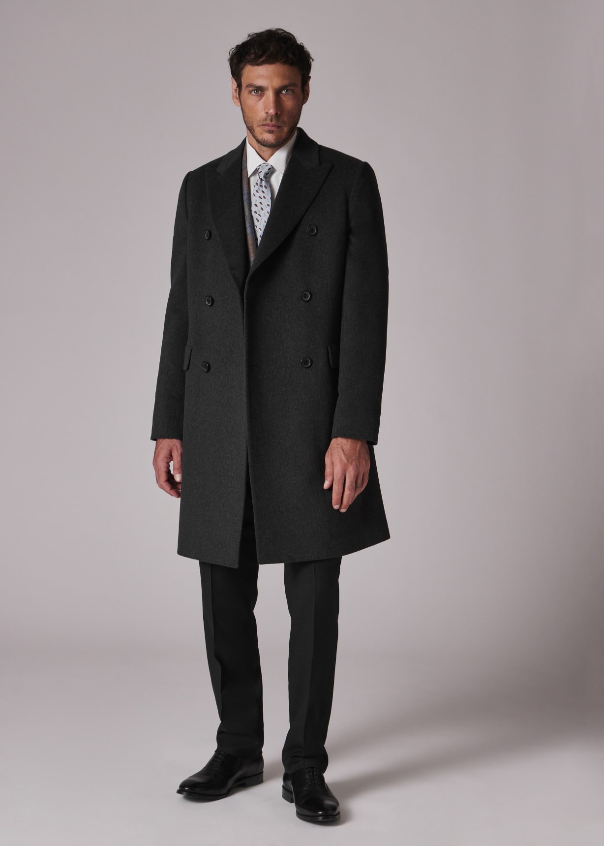 【美品】Paul Smith WOOL DOUBLE BREASTED COAT Charcoal Wool-Cashmere Blend Double Breasted Overcoat
