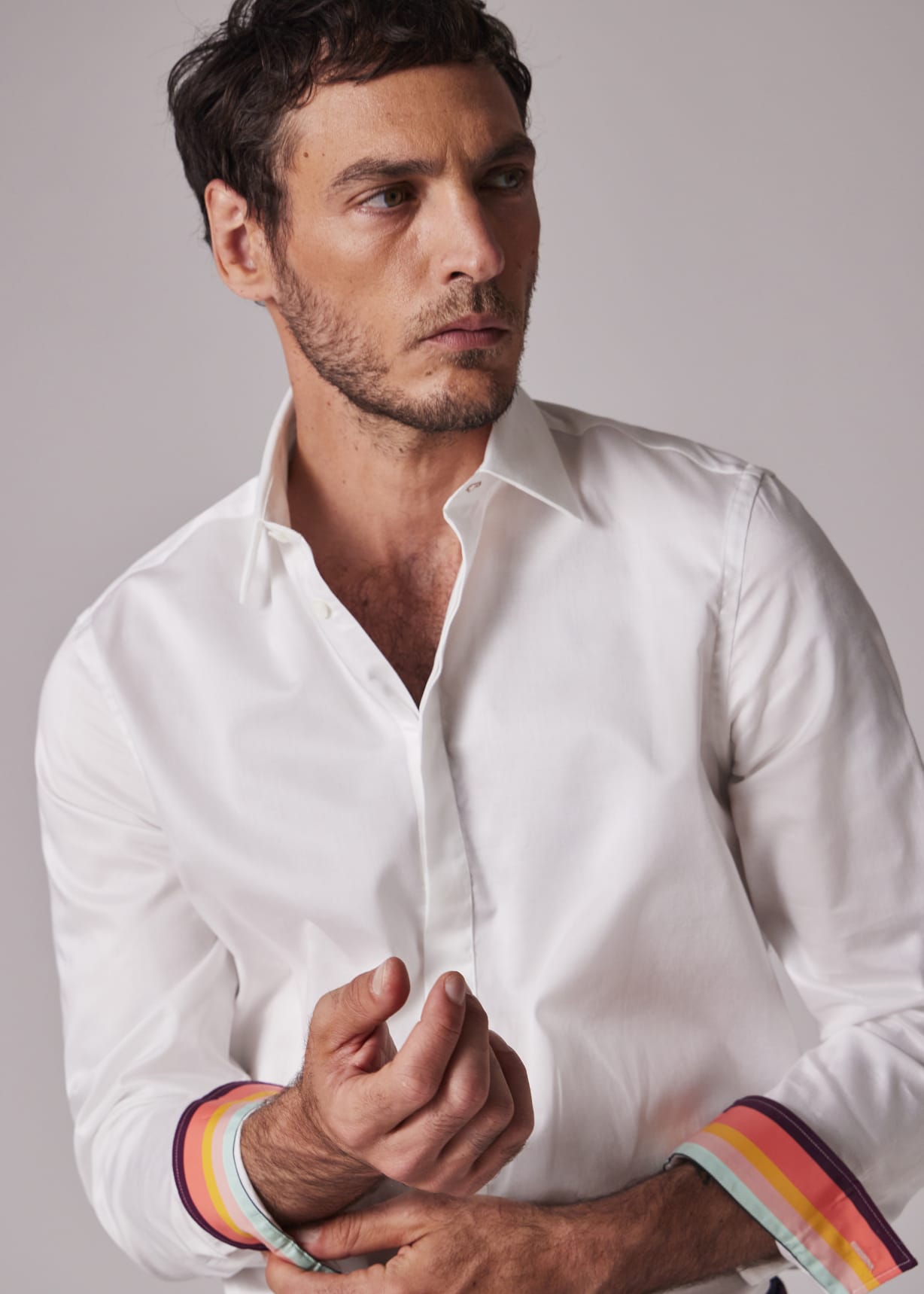 Slim-Fit White Cotton Twill Easy Care Shirt