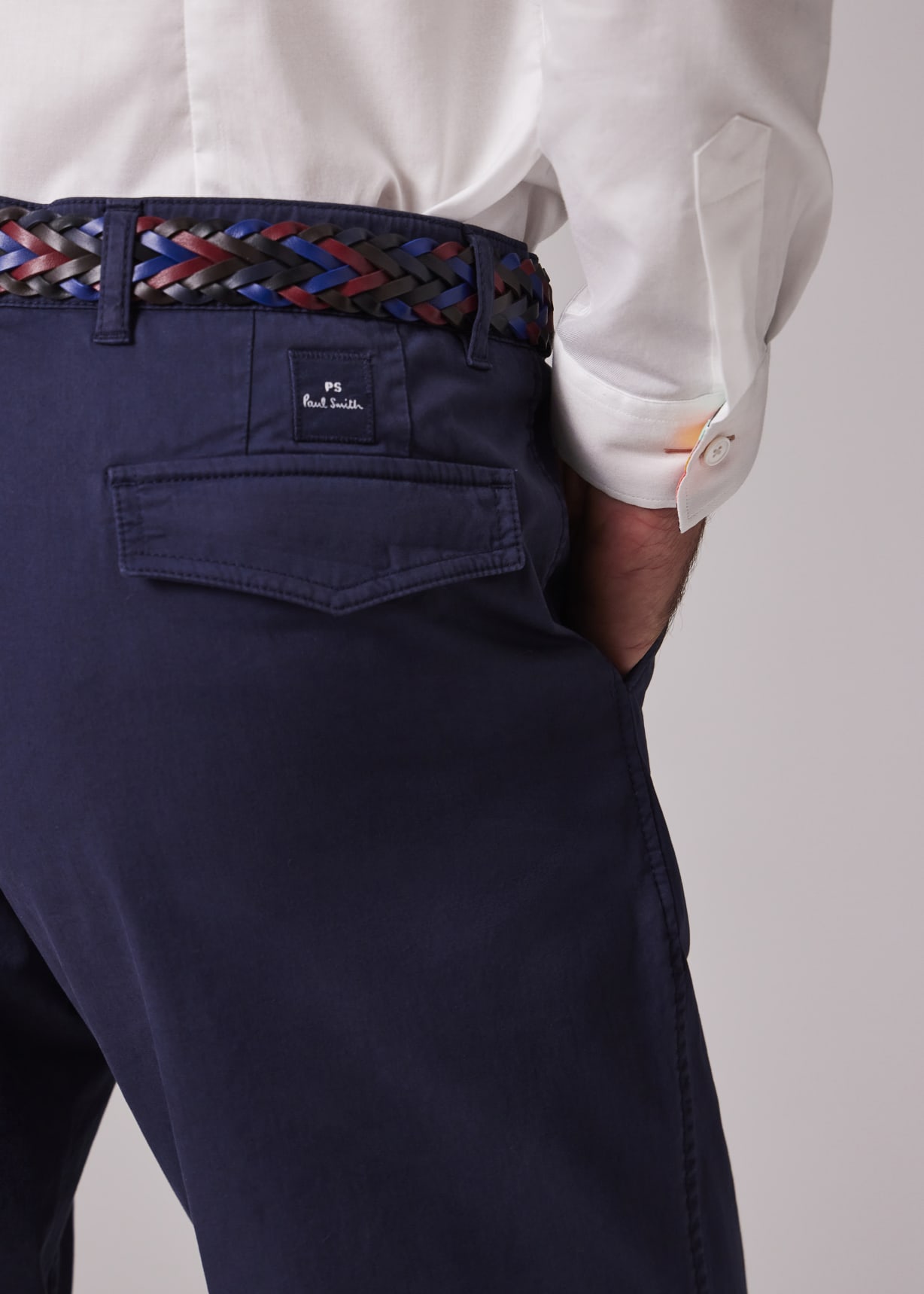 Men's Tapered-Fit Dark Navy Stretch-Cotton Chinos