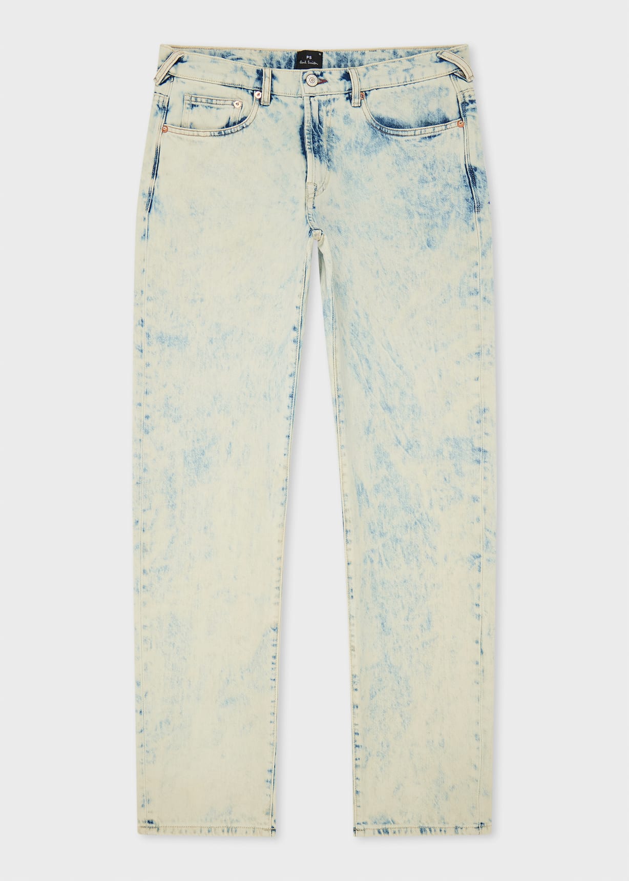 Men's Relaxed Tapered-Fit White Bleach-Wash Jeans