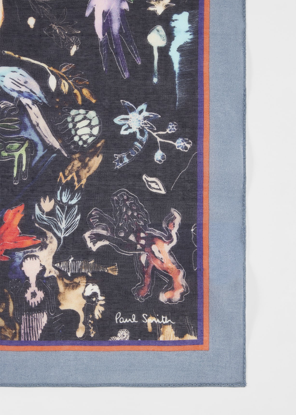 Navy 'Little Beasts' Print Pocket Square