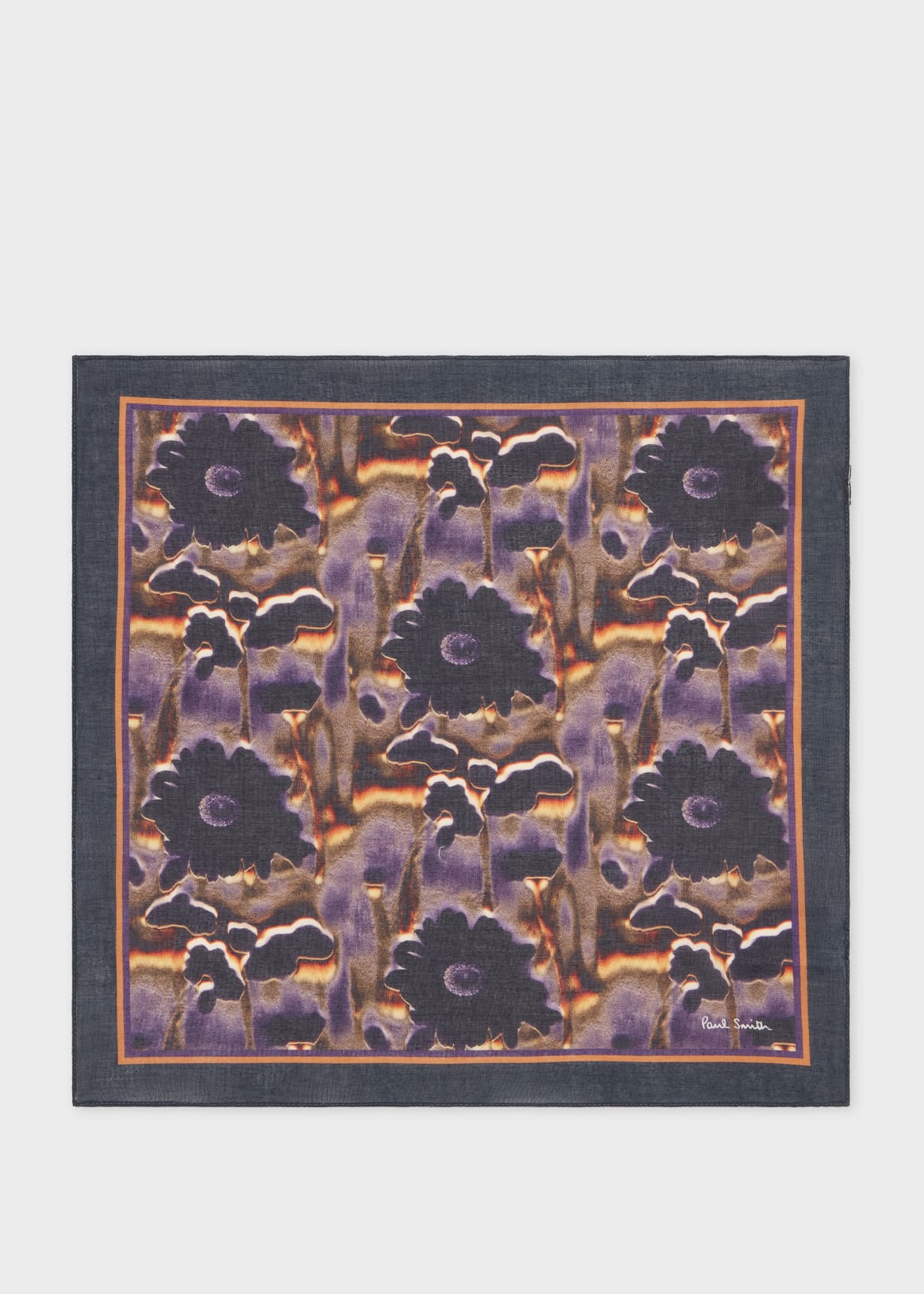 Men's Floral Wool Pocket Square in Navy main image 1