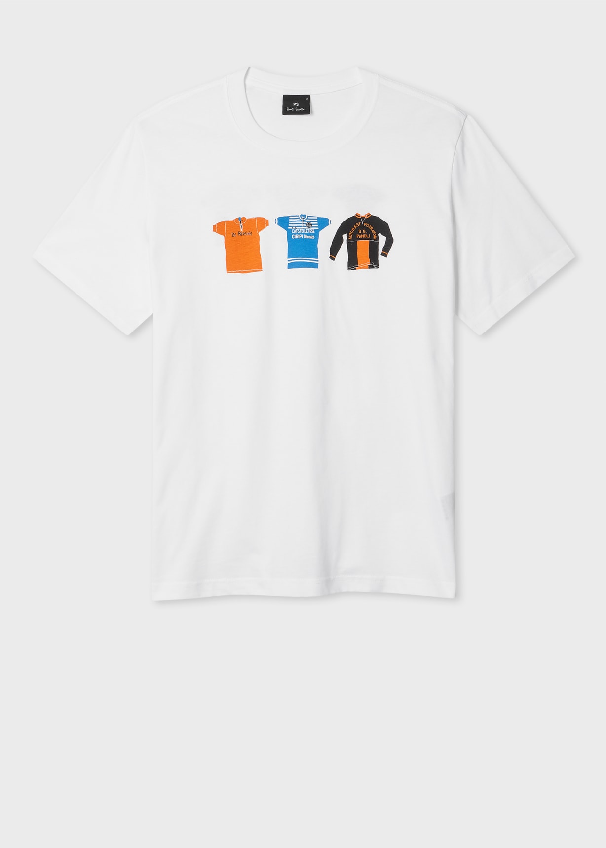 Men's White 'Cycle Jerseys' Print T-Shirt
