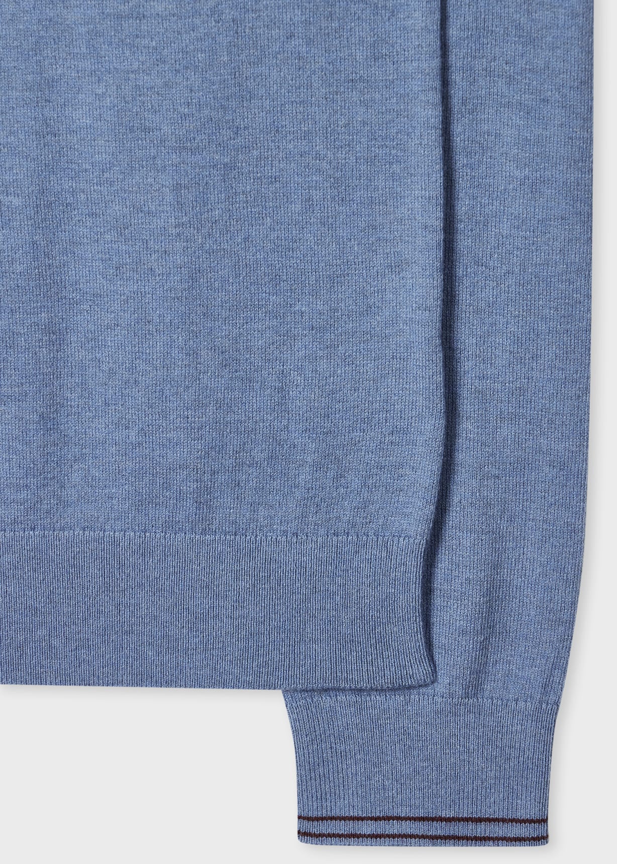 Pale Blue Cotton-Blend Zebra Logo Half Zip Sweater