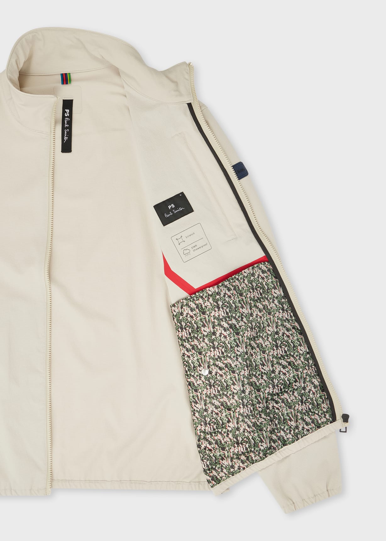 Men's Cream Textured Cropped Track Jacket