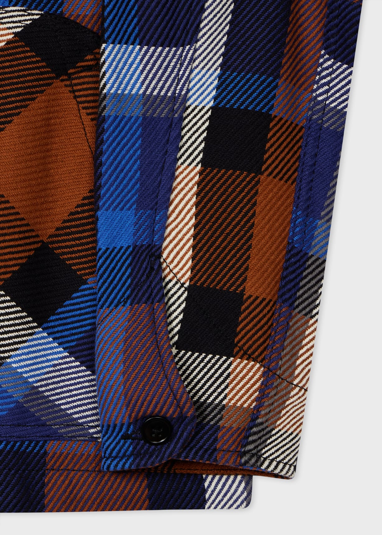 Men's Blue Rust Check Cotton Shirt Jacket