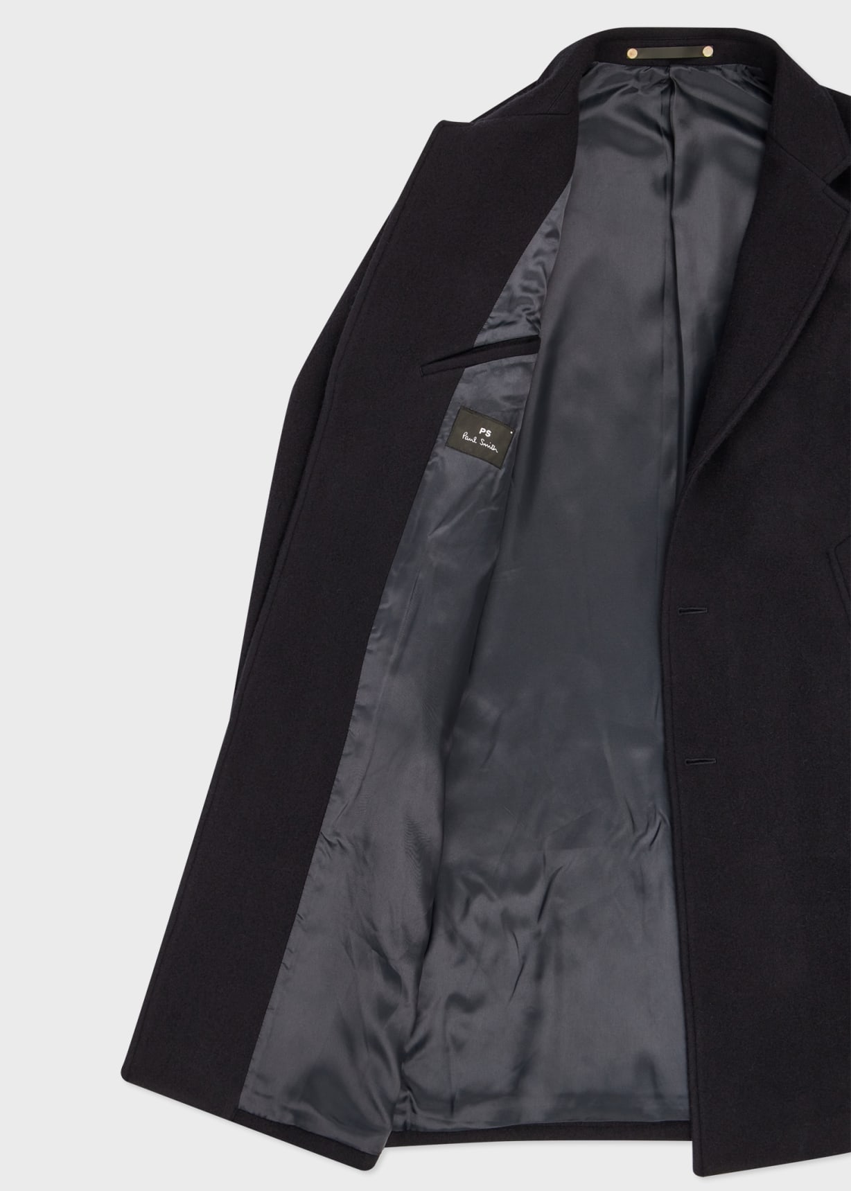 Men's Dark Navy Recycled Wool-Blend Overcoat