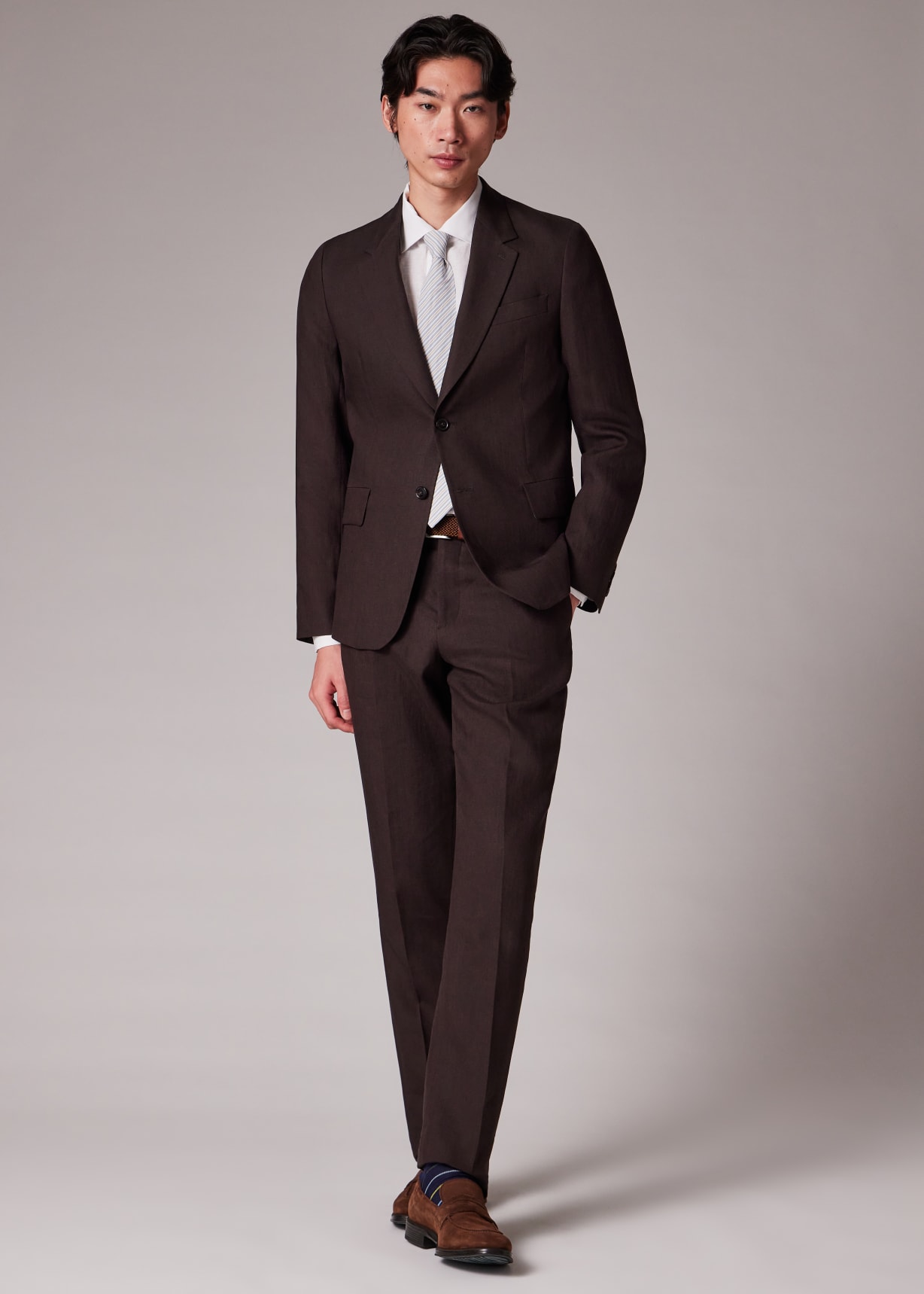 Skinny Trouser in Linen Fog - 2390111