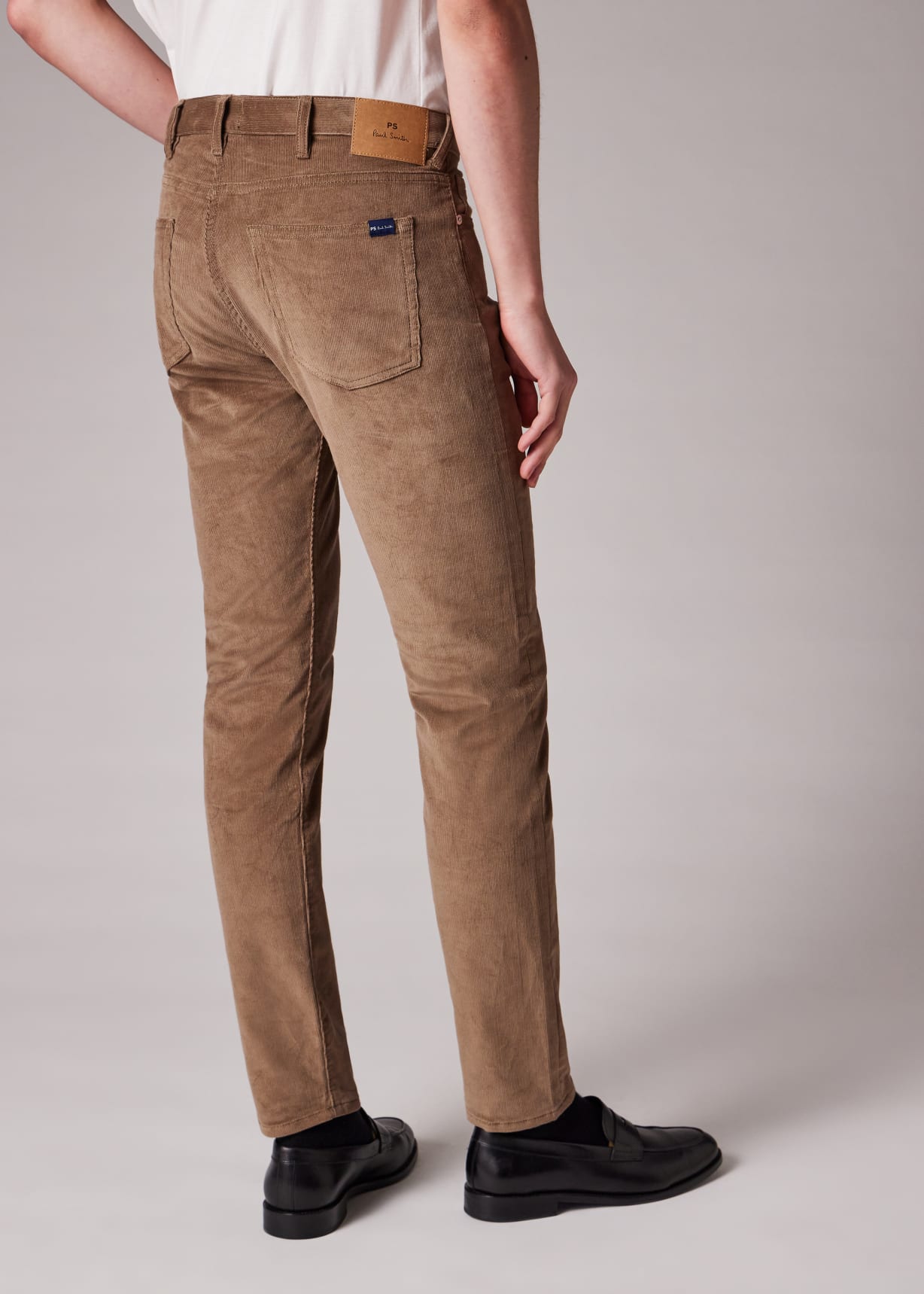 Men's Tapered-Fit Light Brown Corduroy Trousers