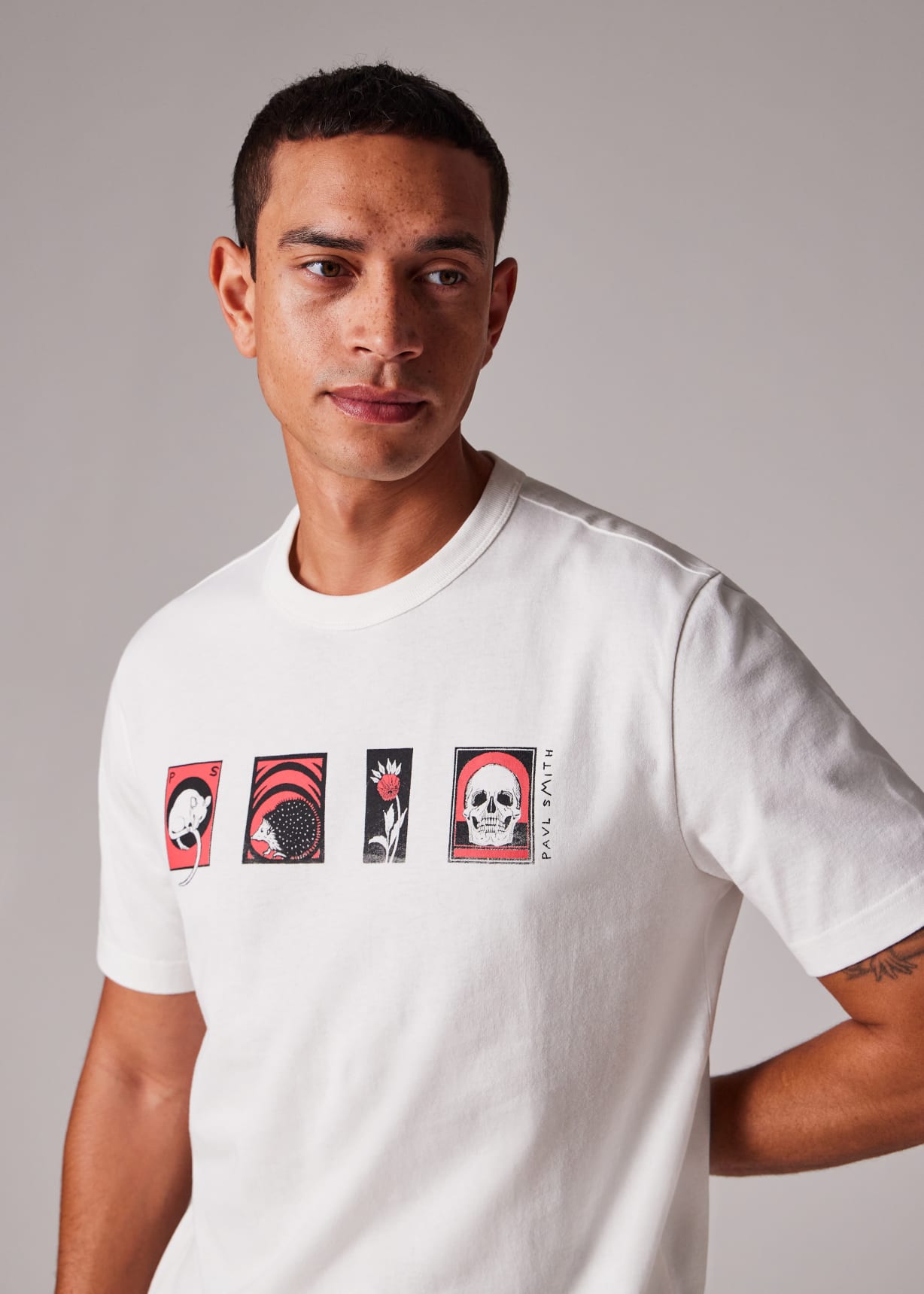 Men's White 'Cards' Print T-Shirt