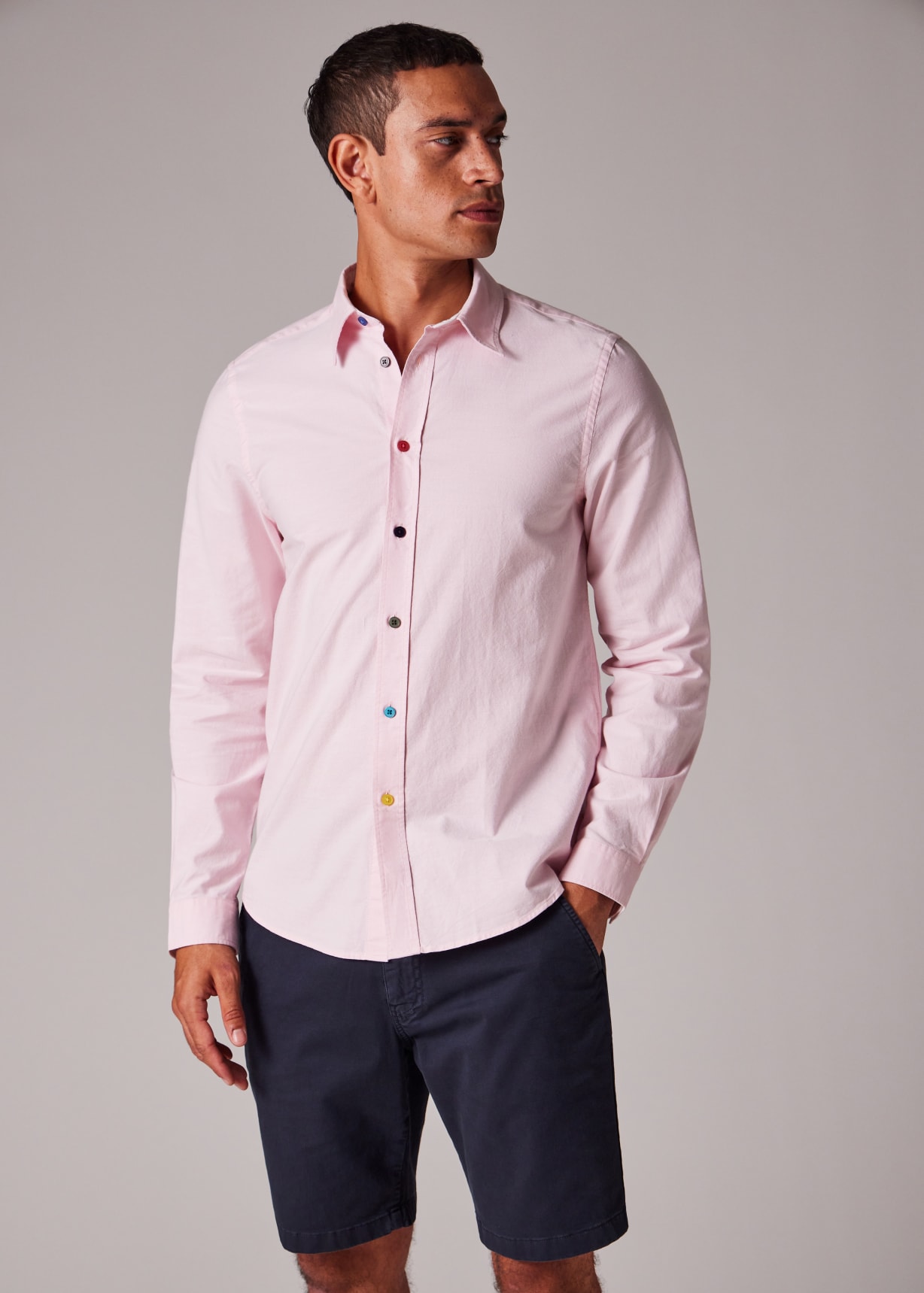 Men's TailoredFit Pink OrganicCotton Multicolour Button Oxford Shirt — free download