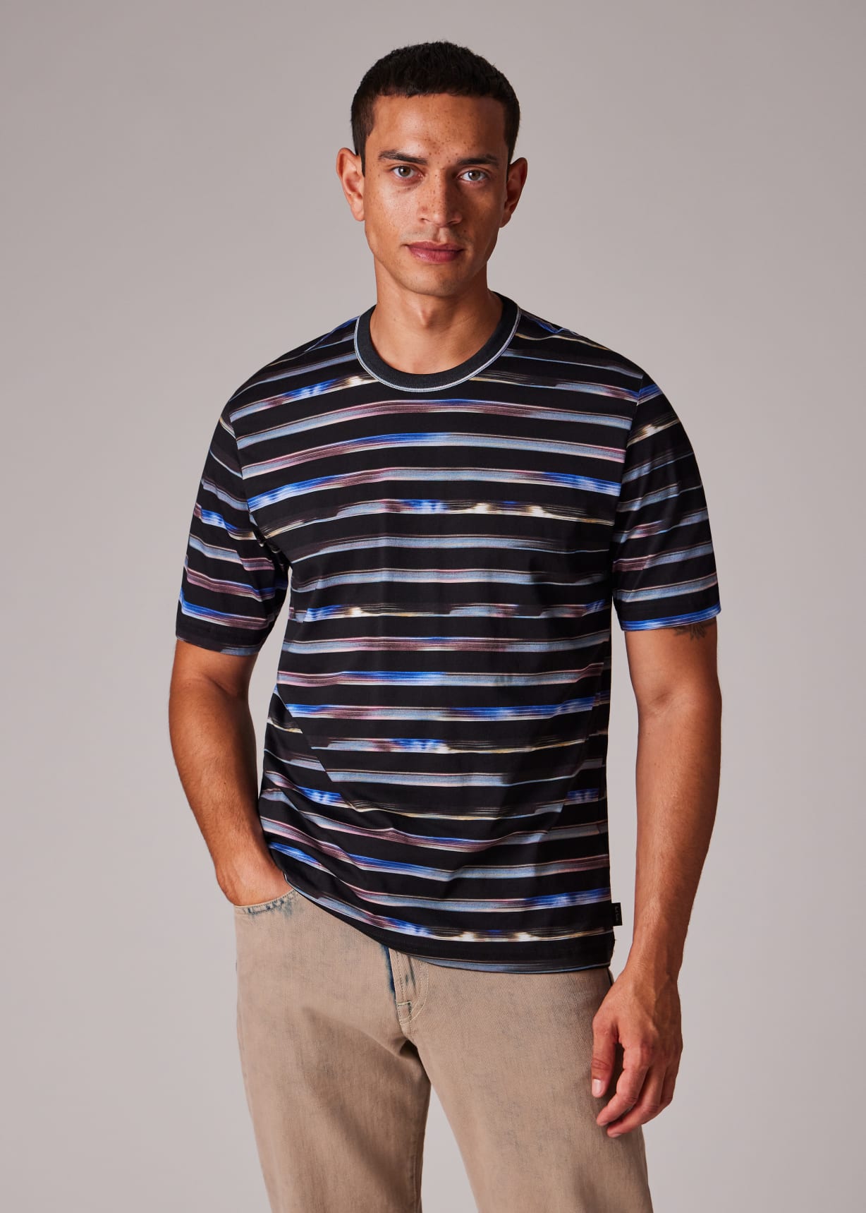 Men's Black 'Digital Stripe' T-Shirt