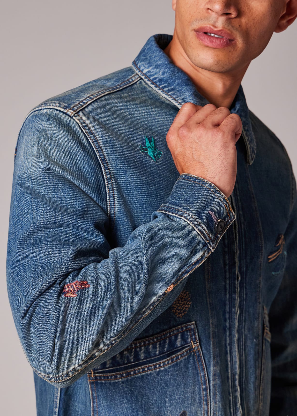 Men's 'Little Beasts' Embroidered Denim Jacket