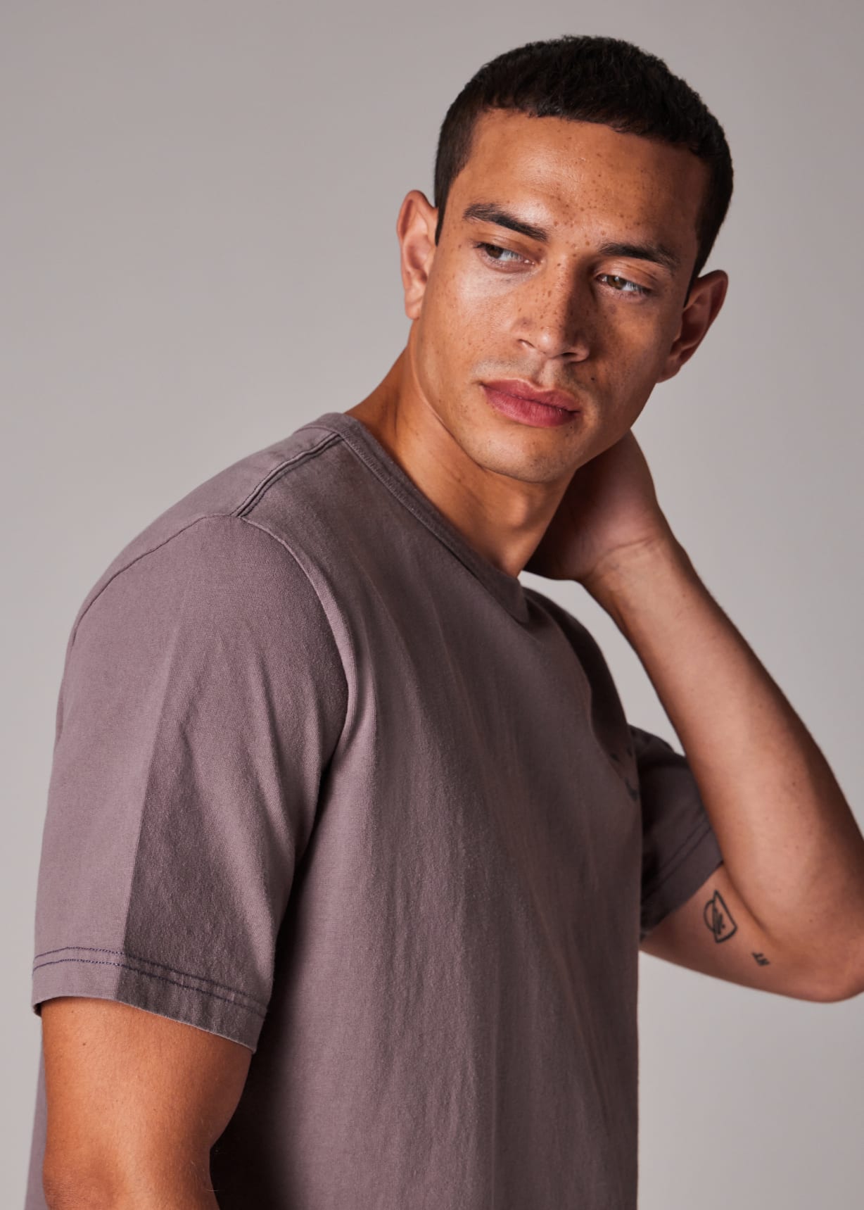 Men's Washed Purple Pigment Dyed 'Happy' T-Shirt