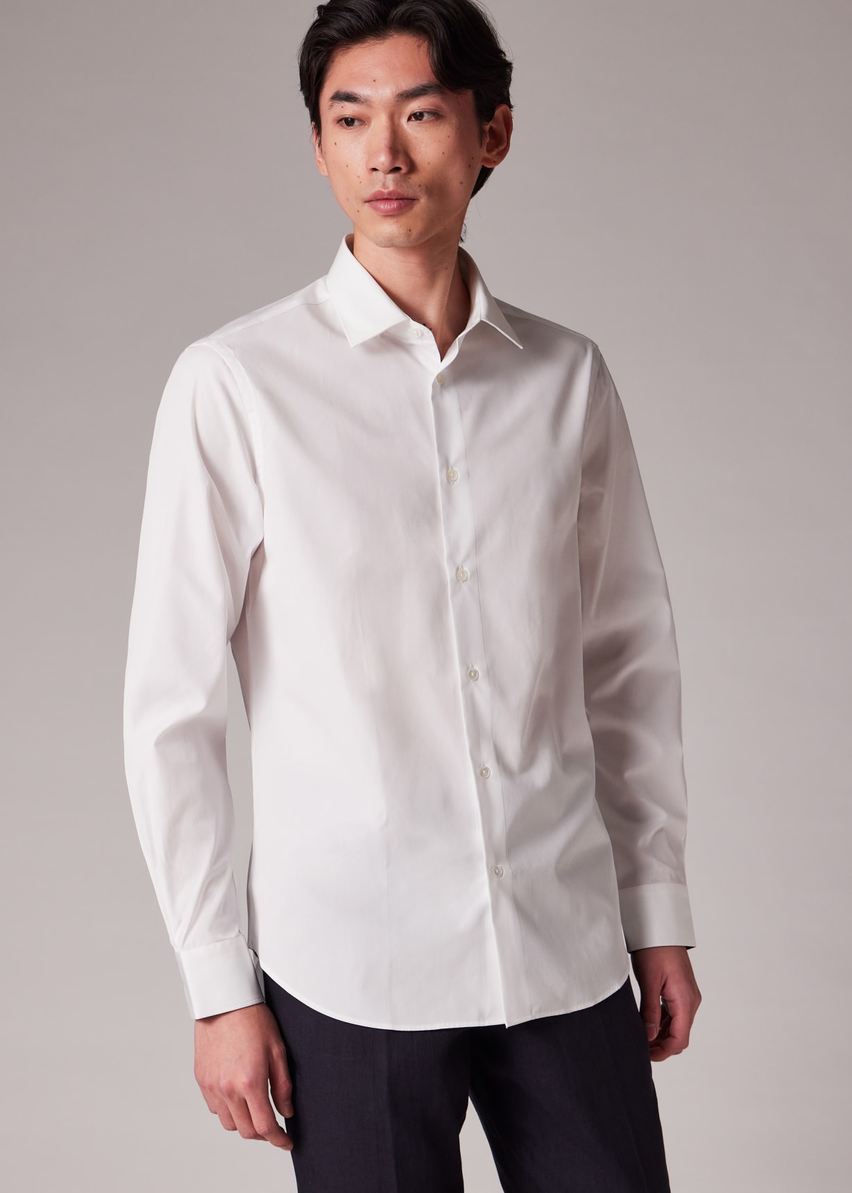 トップス Paul Smith open collar shirt white Men's Slim-Fit White Cotton Cutaway Collar Shirt
