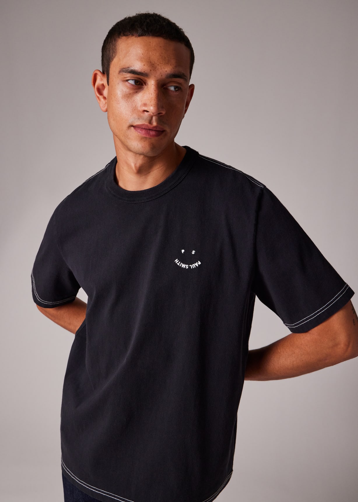 Men's Black Pigment Dyed 'Happy' T-Shirt