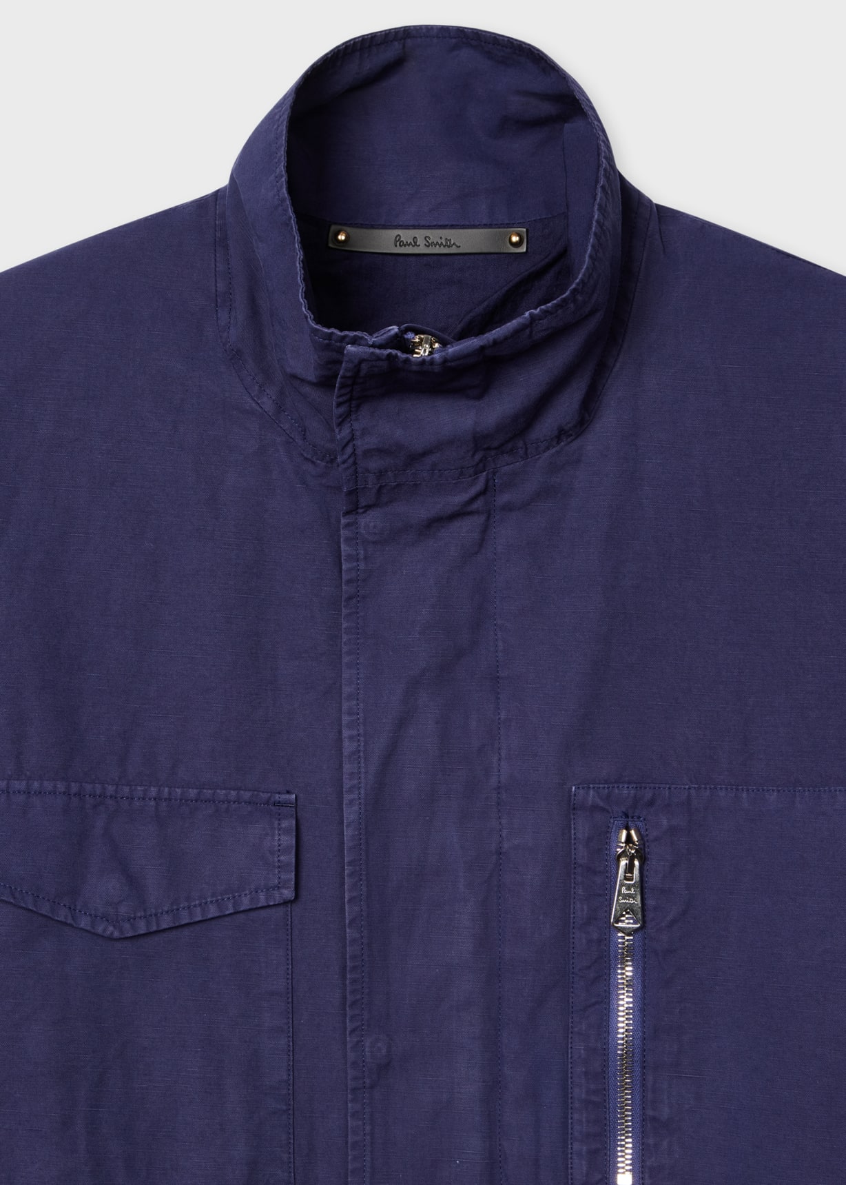 Men's Navy Garment-Dye Cotton-Linen Field Jacket
