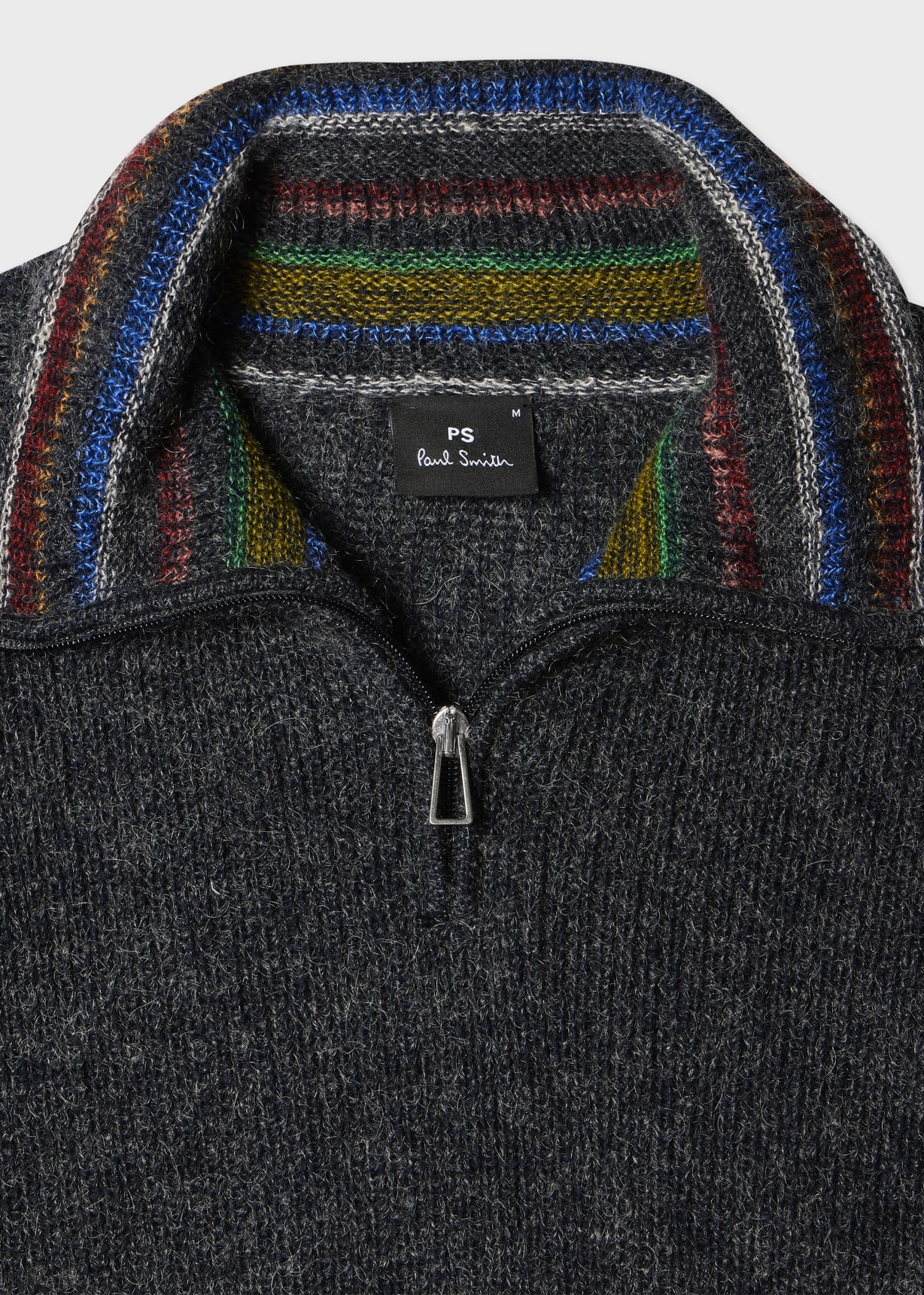 Men's Dark Charcoal Cotton & Wool Blend Half-Zip Sweater