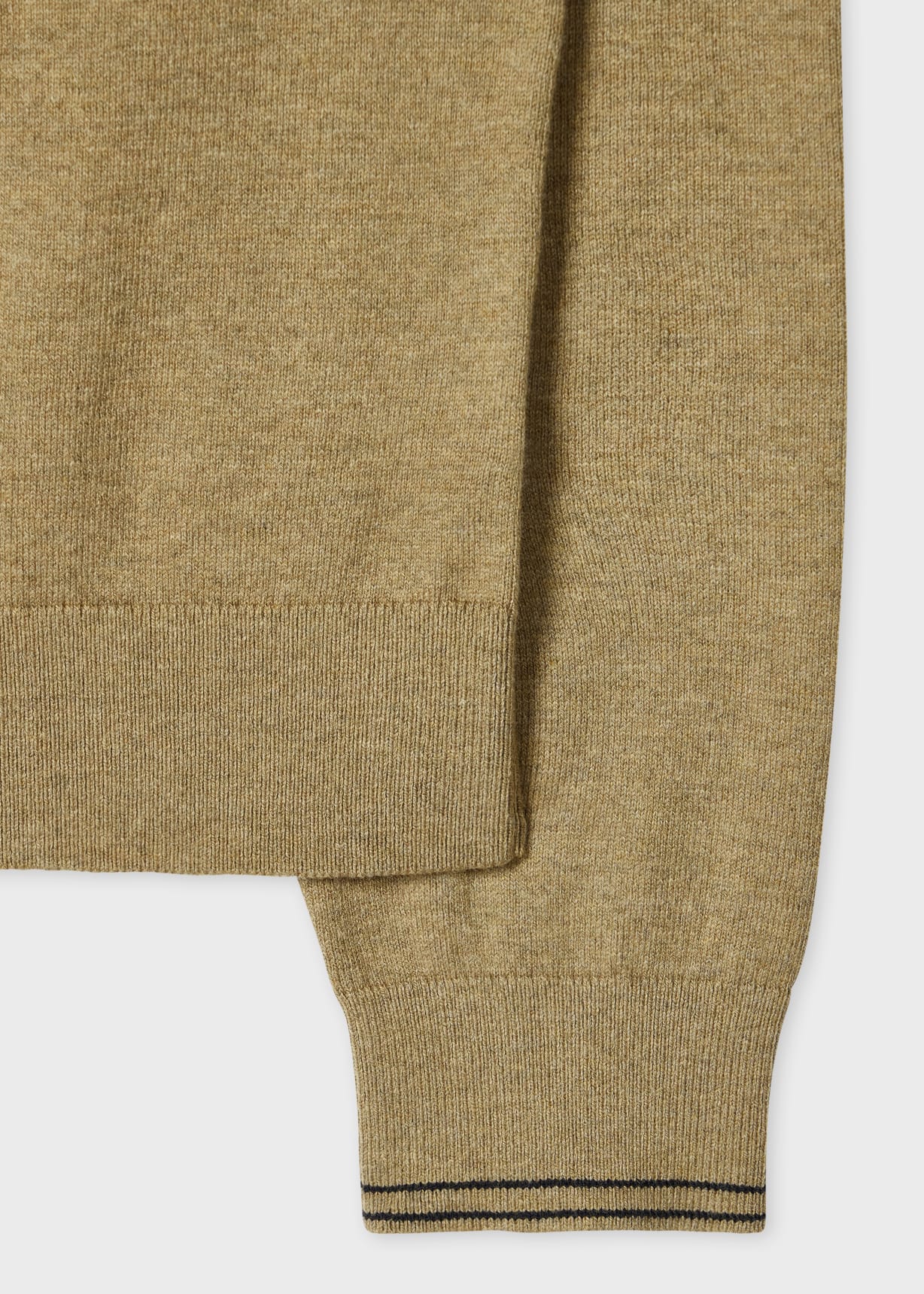 Camel Cotton-Blend Zebra Logo Half Zip Sweater