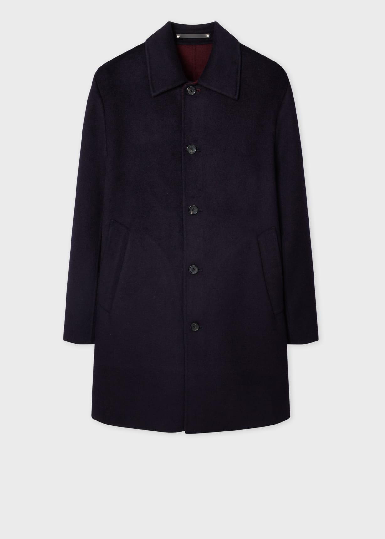 Men's Navy Double-Face Wool-Blend Overcoat