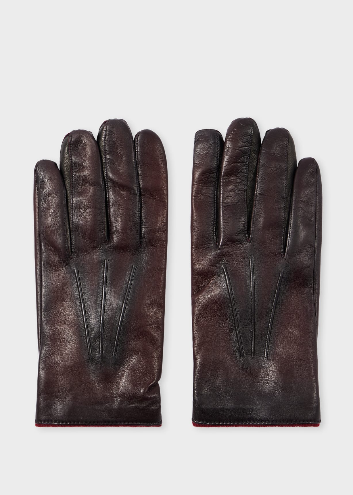Men's Damson Leather Gloves with Wool-Cashmere Lining