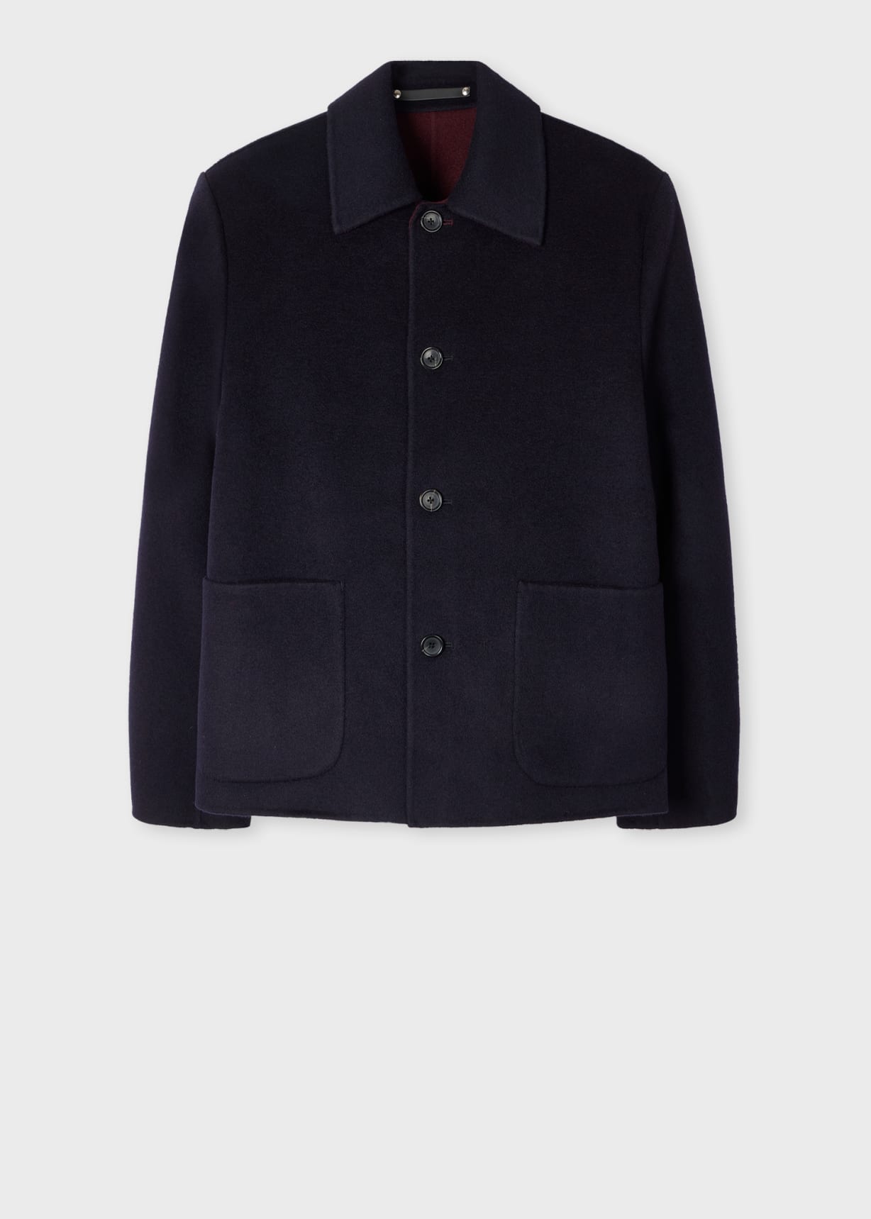 Men's Navy Double-Face Wool-Blend Short Coat