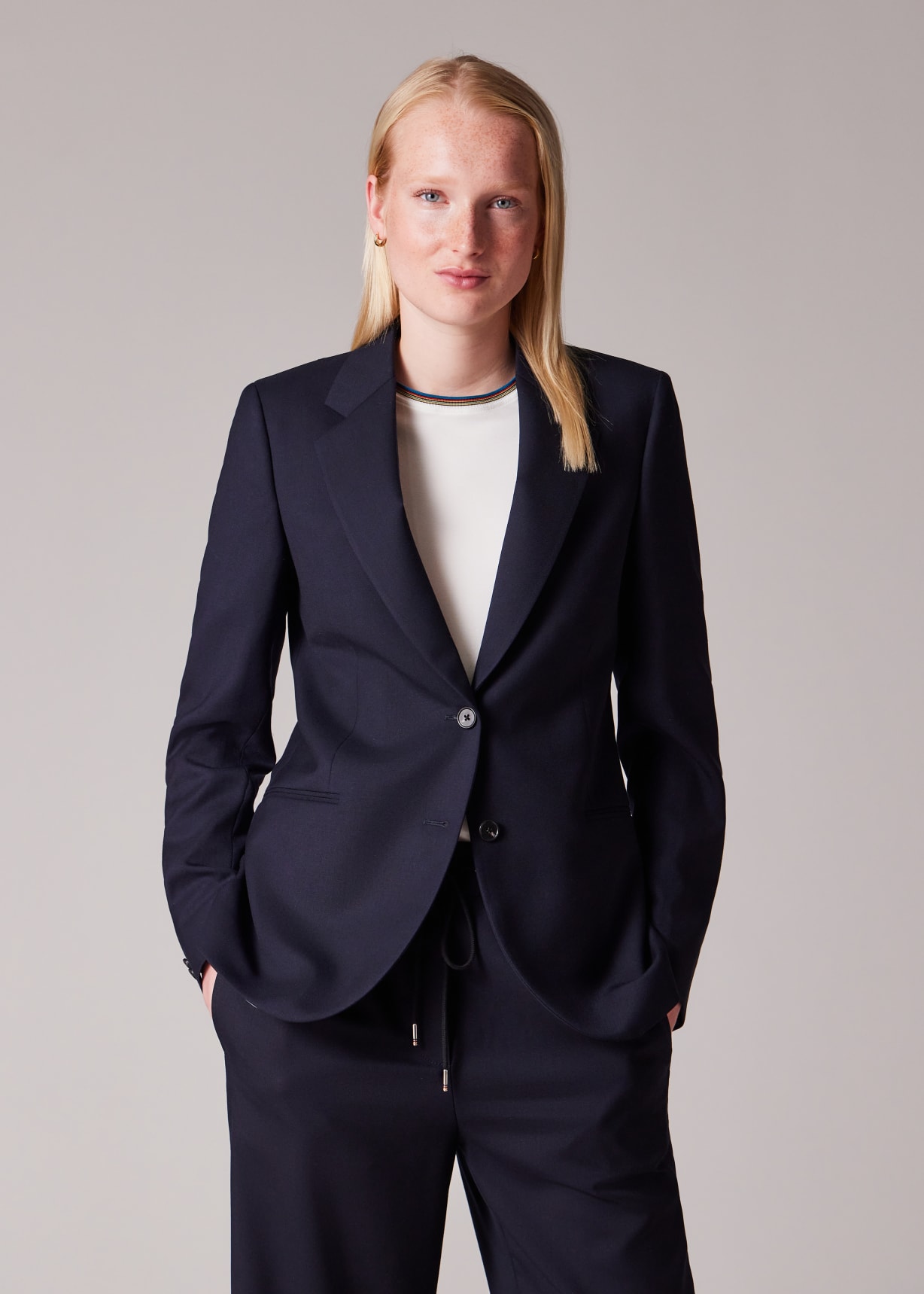 A Suit To Travel In - Women's Navy Two-Button Wool Blazer