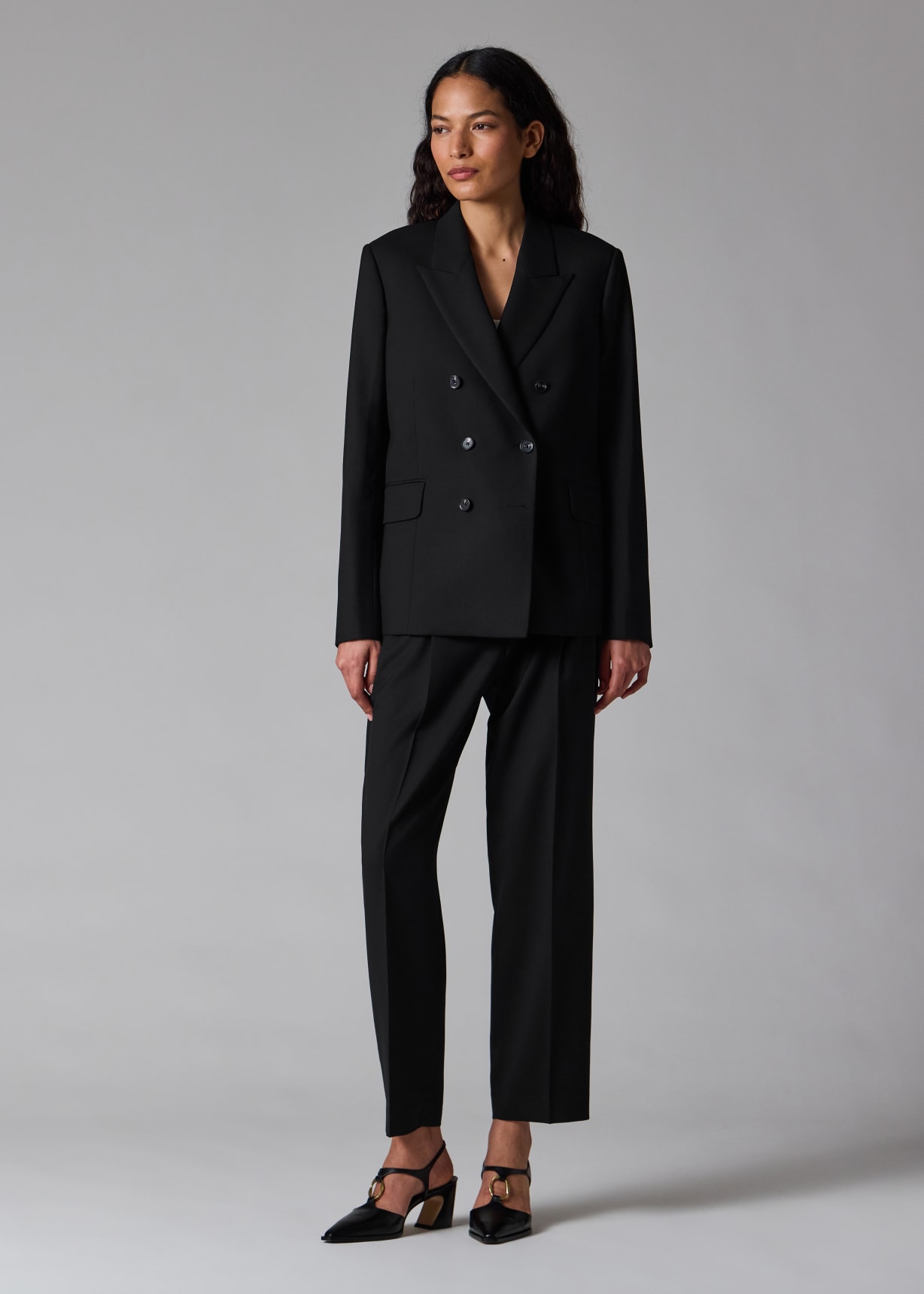 Women's 'A Suit To Travel In' Black Wool Double Breasted Suit