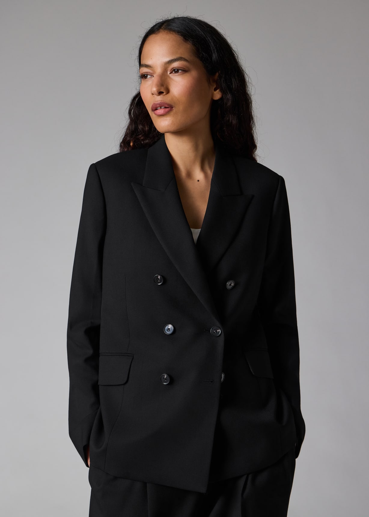 Women's A Suit To Travel In - Black Wool Double Breasted Blazer