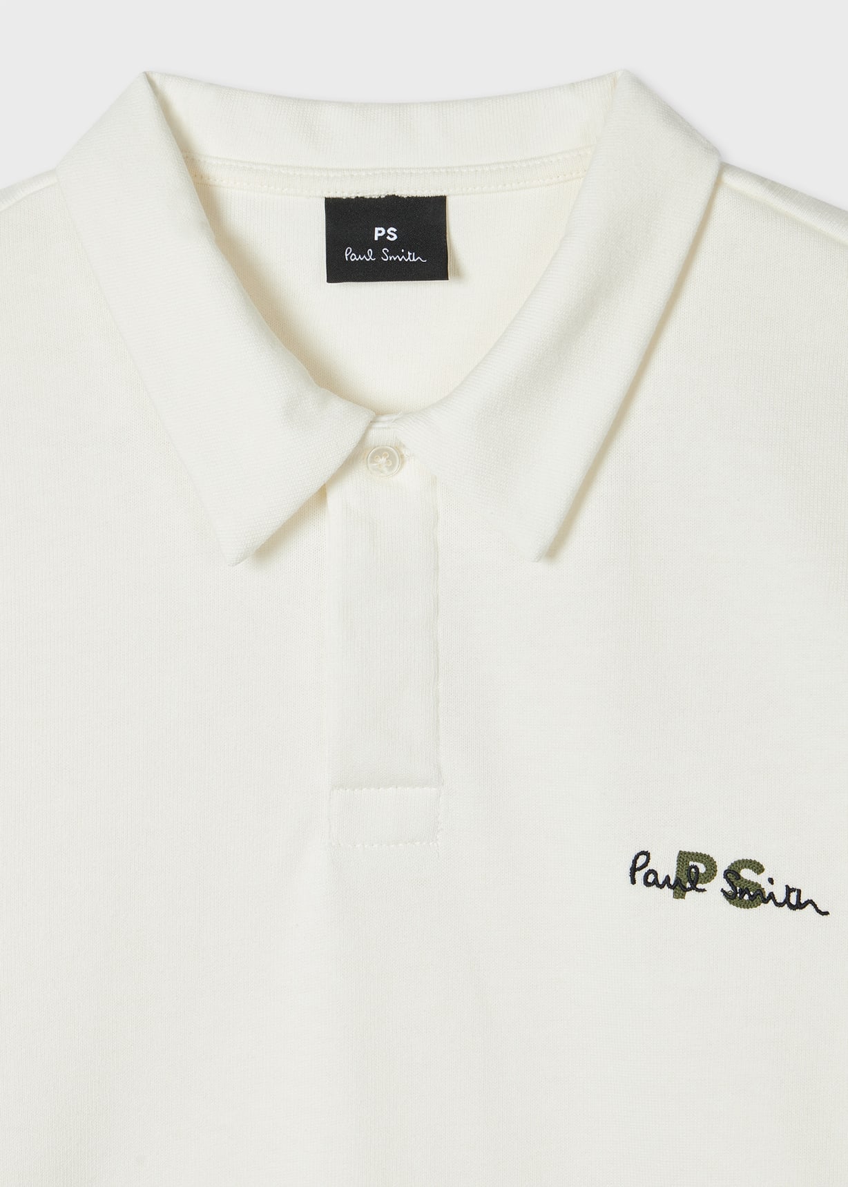 White Cotton Logo Long-Sleeve Polo Shirt