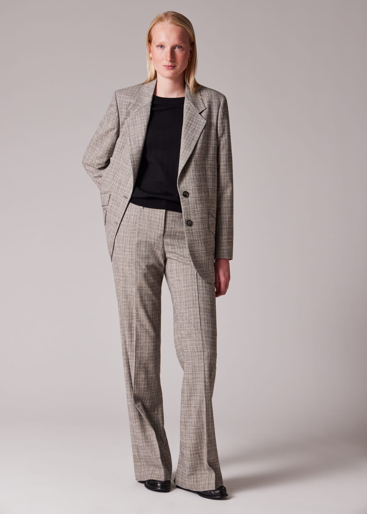 doublet wool Check Tailored Wide Slacks Trousers Pants Bottoms 24SS15PT263 gray S