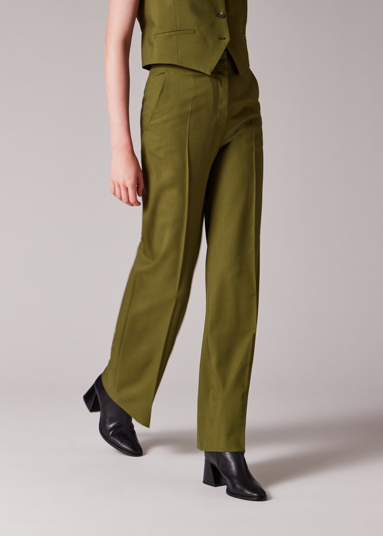 Ecovero Wide Trousers - Olive main image 0