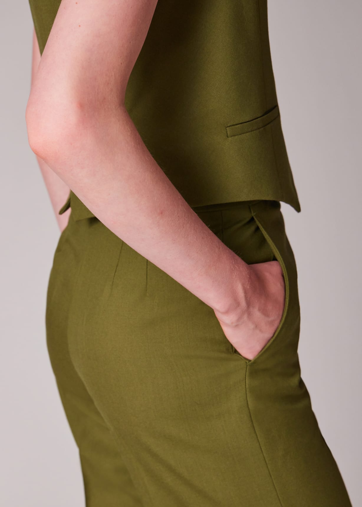 Women's Olive Green Wide Leg Trousers