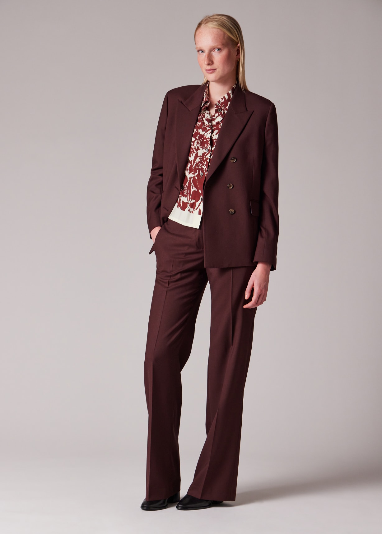 Burgundy Rose Double Breasted Silk Suit main image 1