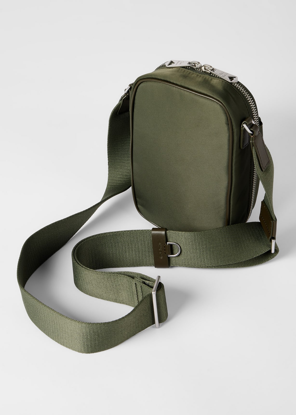 Men's Khaki Recycled Nylon 'Signature Stripe' Small Flight Bag