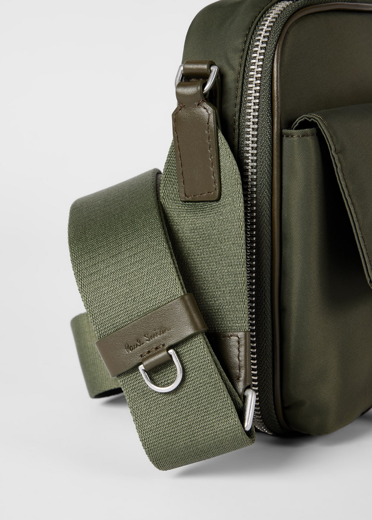 Men's Khaki Recycled Nylon 'Signature Stripe' Small Flight Bag
