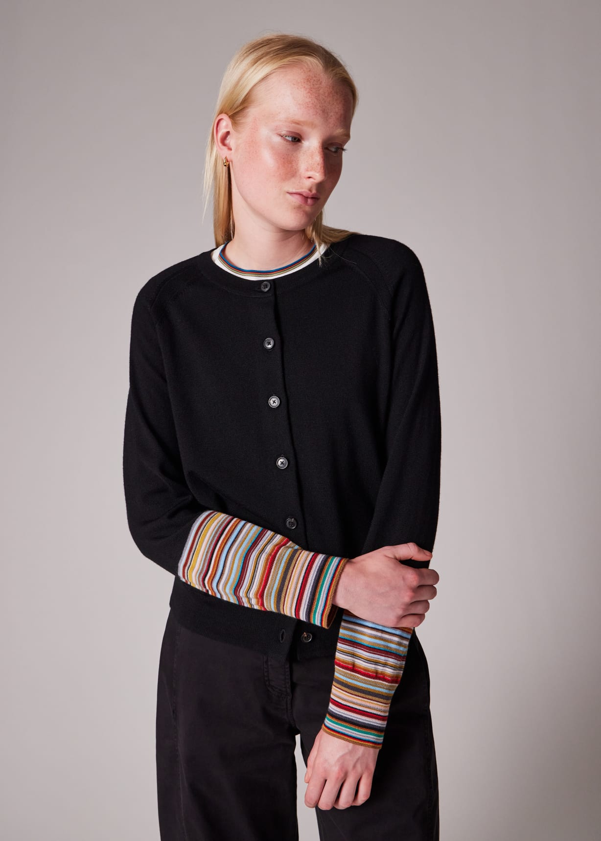 Paul Smith カーディガン Women's Black 'Signature Stripe' Cardigan