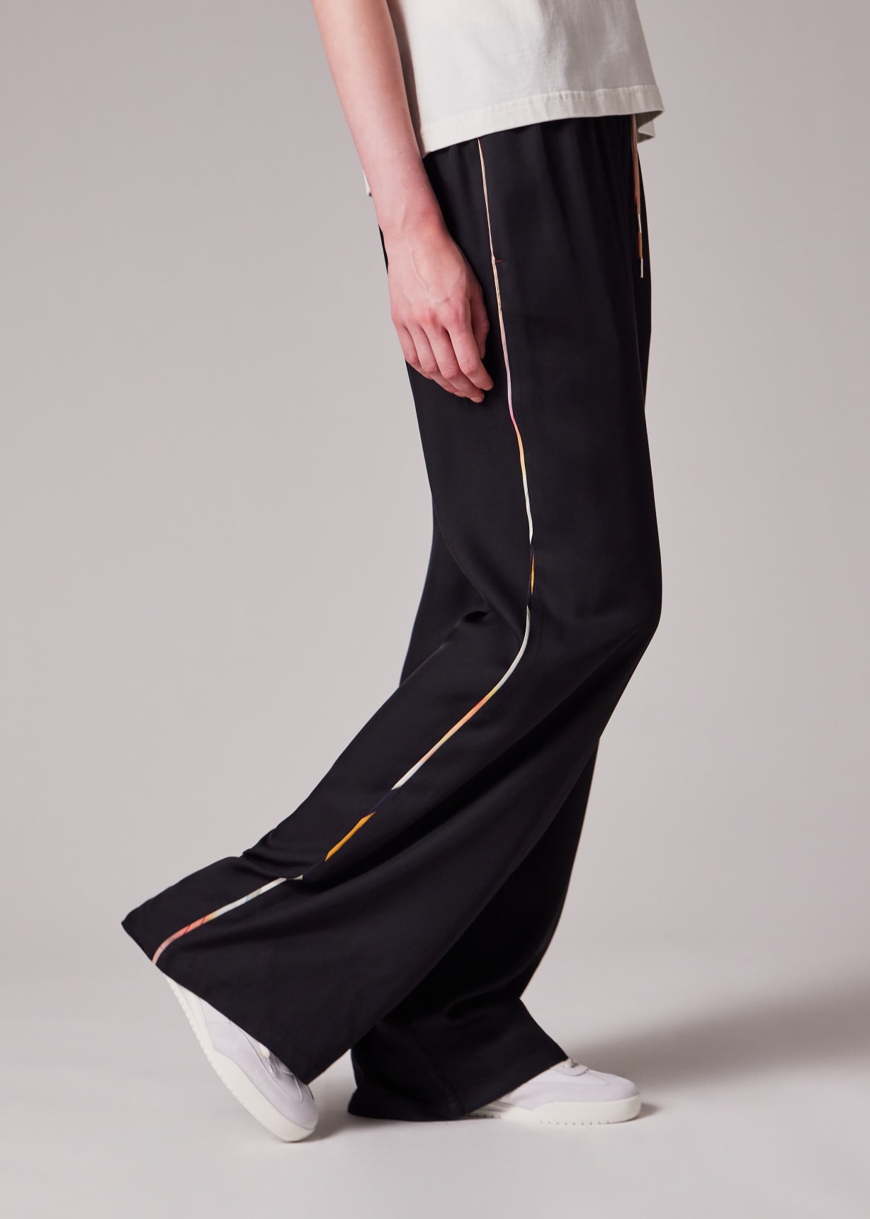 Women's Black Viscose 'Swirl' Drawstring Trousers