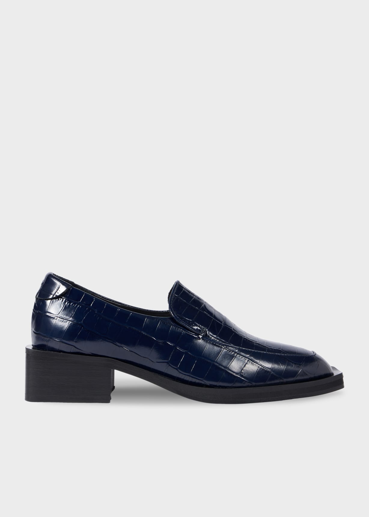 Women's Navy Croc-Embossed 'Tavira' Block Heel Loafers