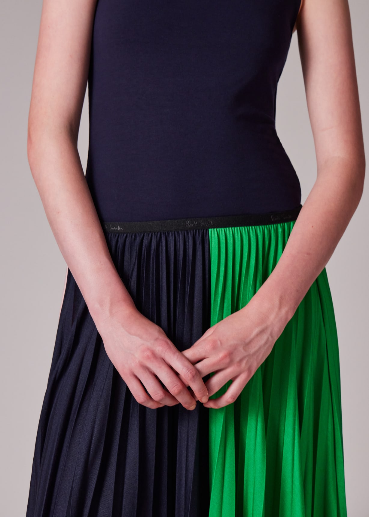 Women's Pleated 'Block Stripe' Skirt
