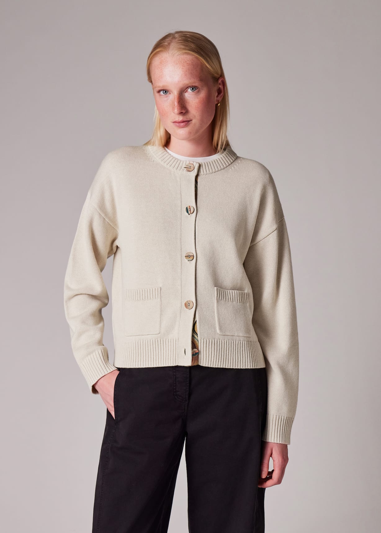 Women's Cream 'Swirl' Placket Cardigan