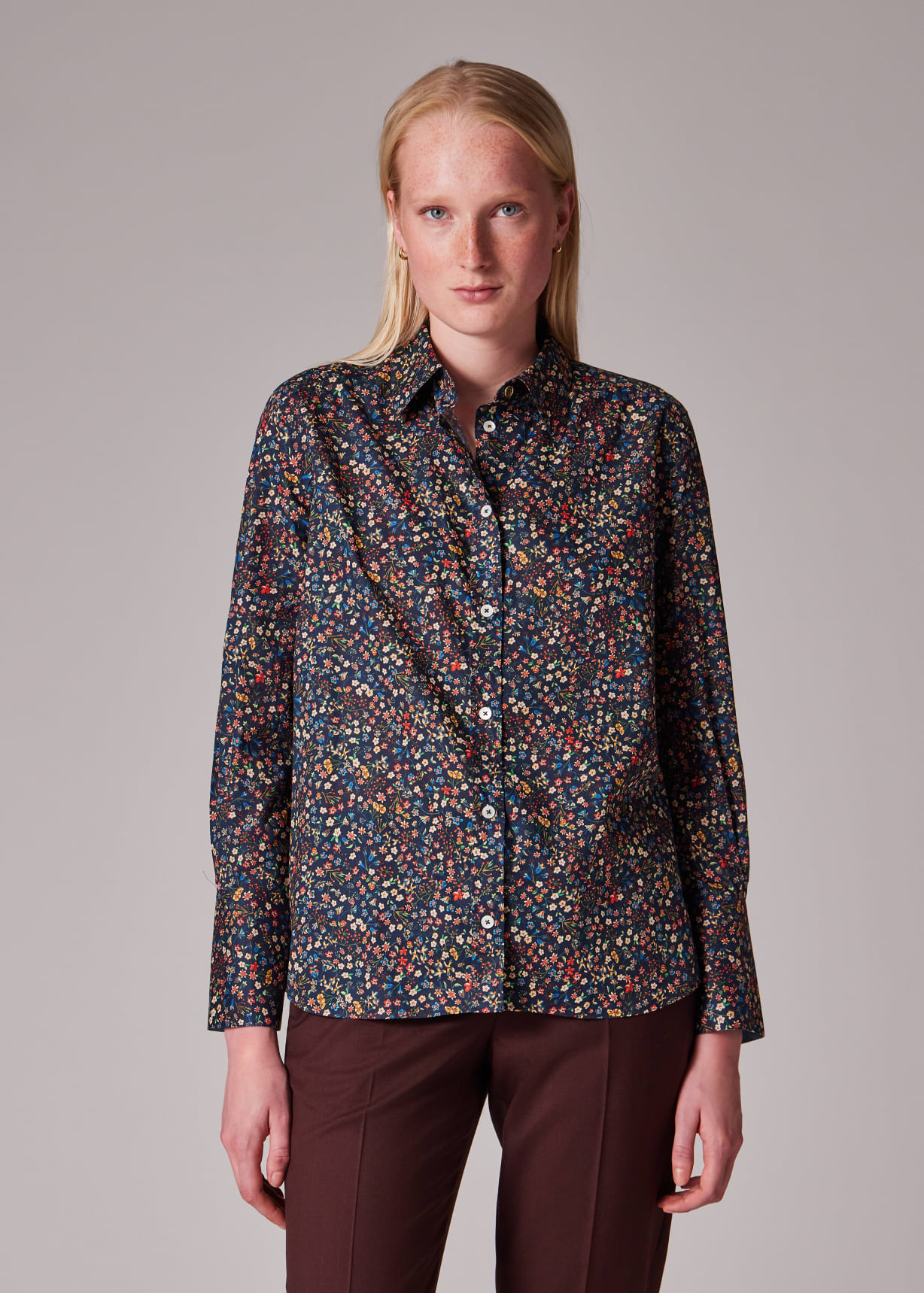 Women's Navy Cotton 'Liberty Floral' Print Shirt