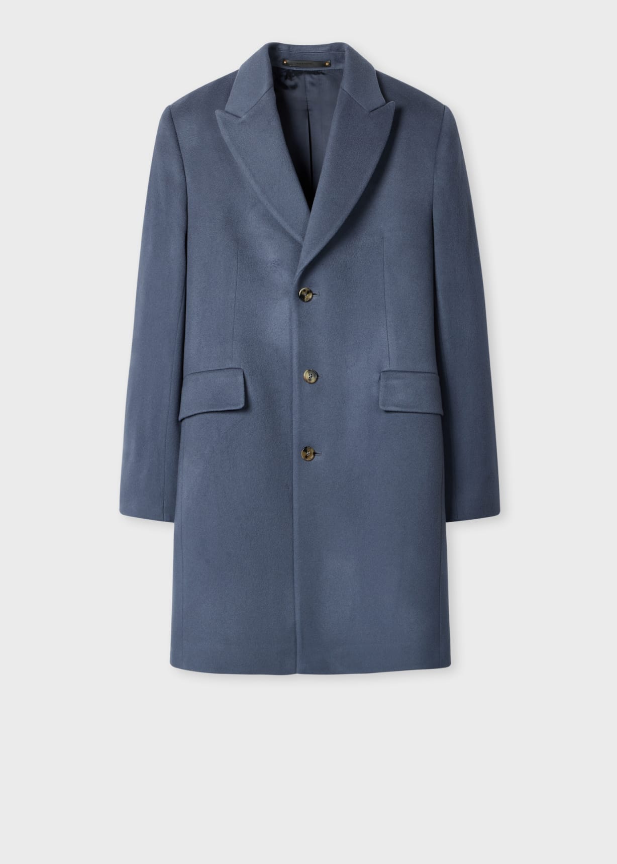 ジャケット・アウター Paul Smith Wool Cashmere Long Coat Men's Steel Blue Wool-Cashmere Epsom Coat