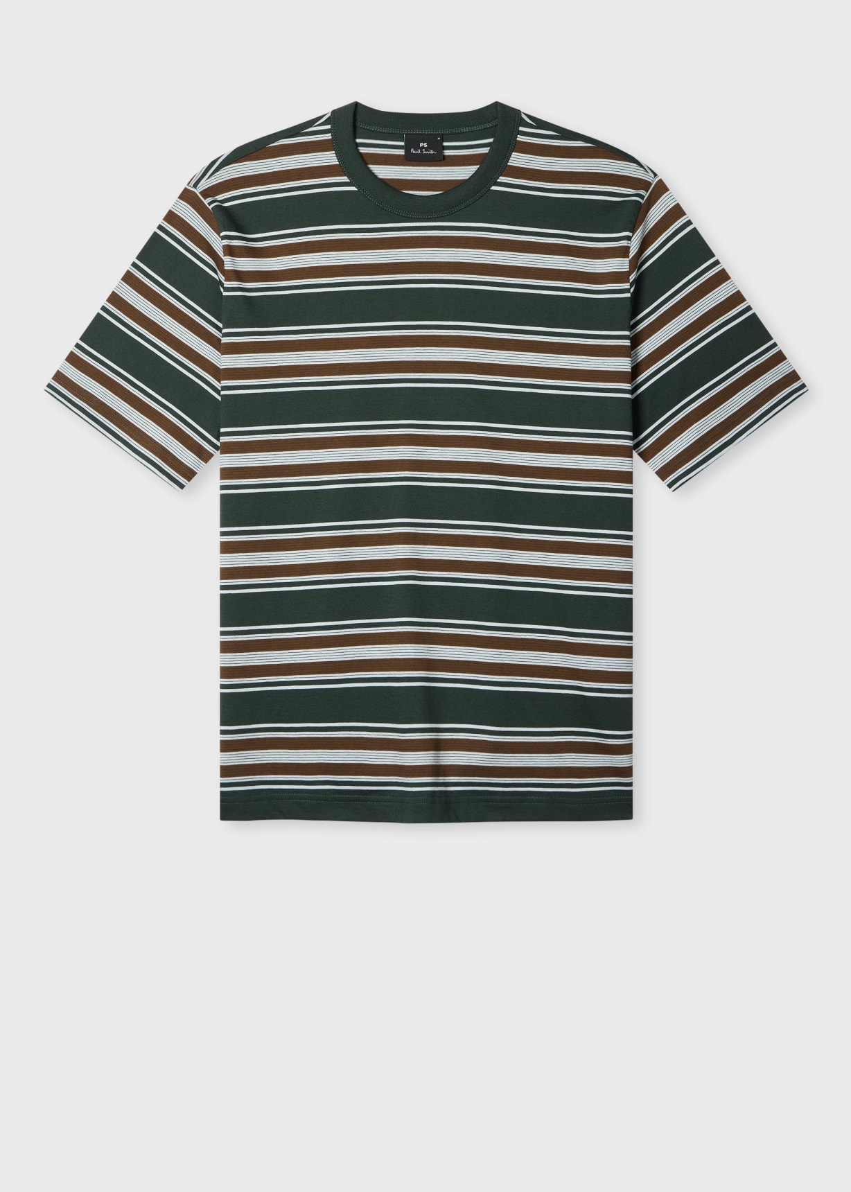 Men's Dark Green Stripe Cotton T-Shirt