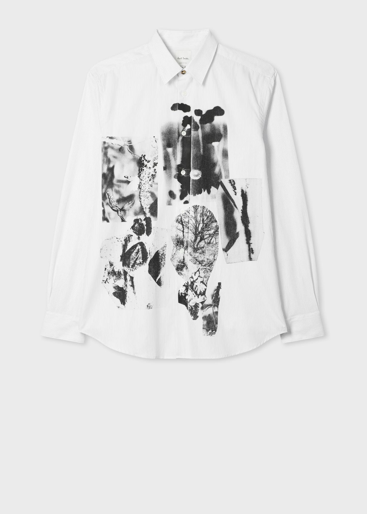 Men's White Stripe 'Field Flowers' Print Shirt