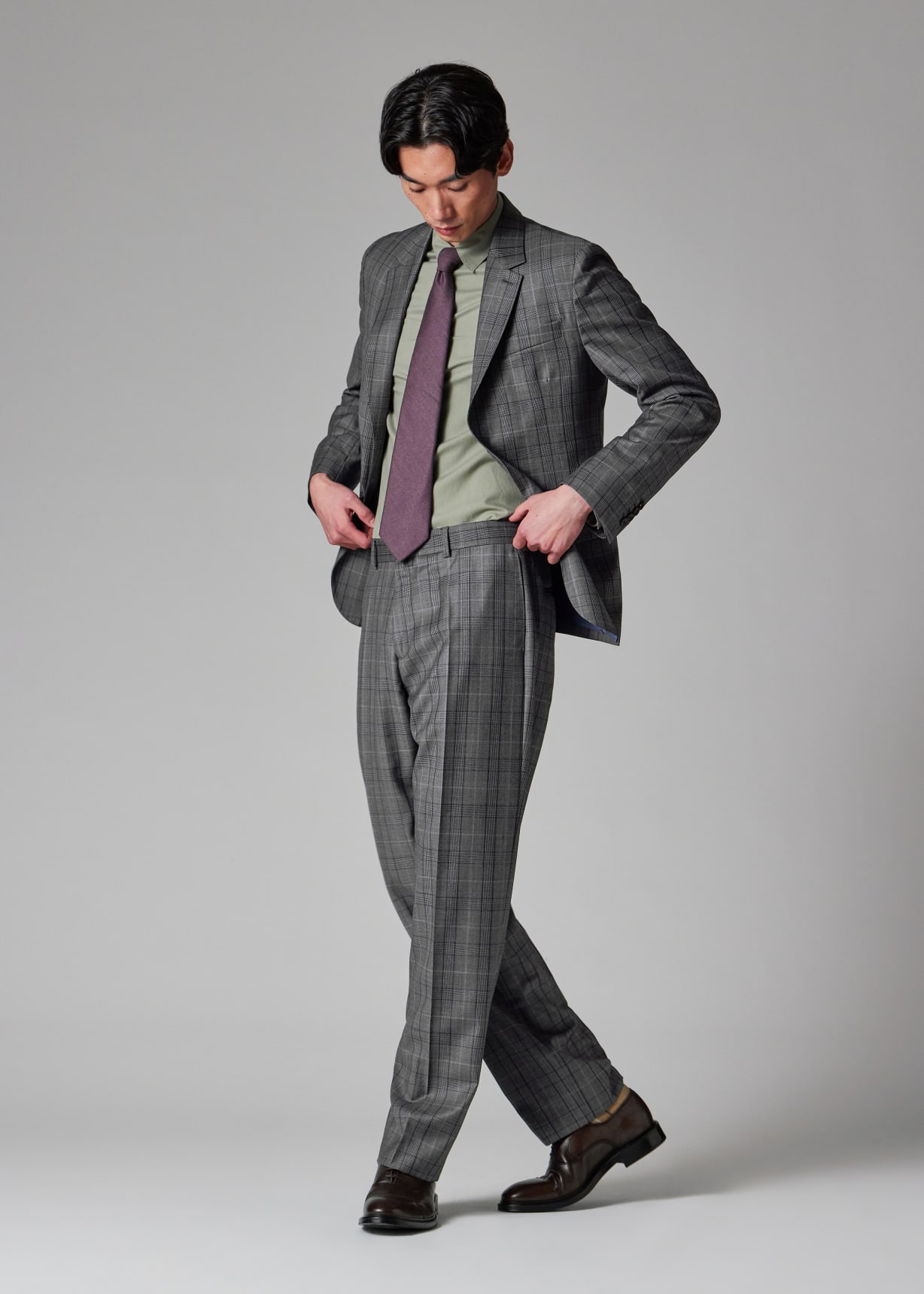 Men's Grey Wool Check Suit