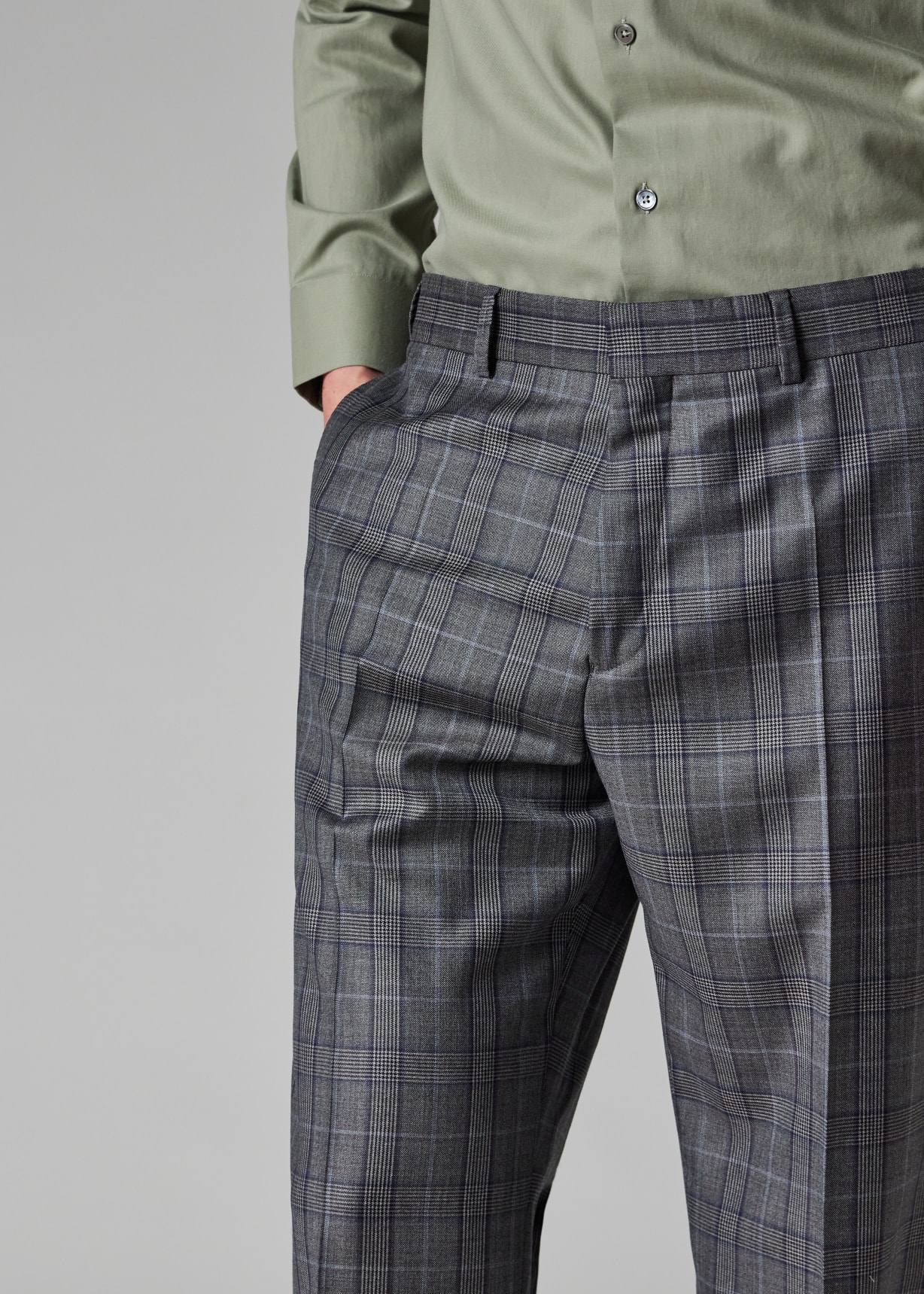 Men's Grey Wool Check Suit