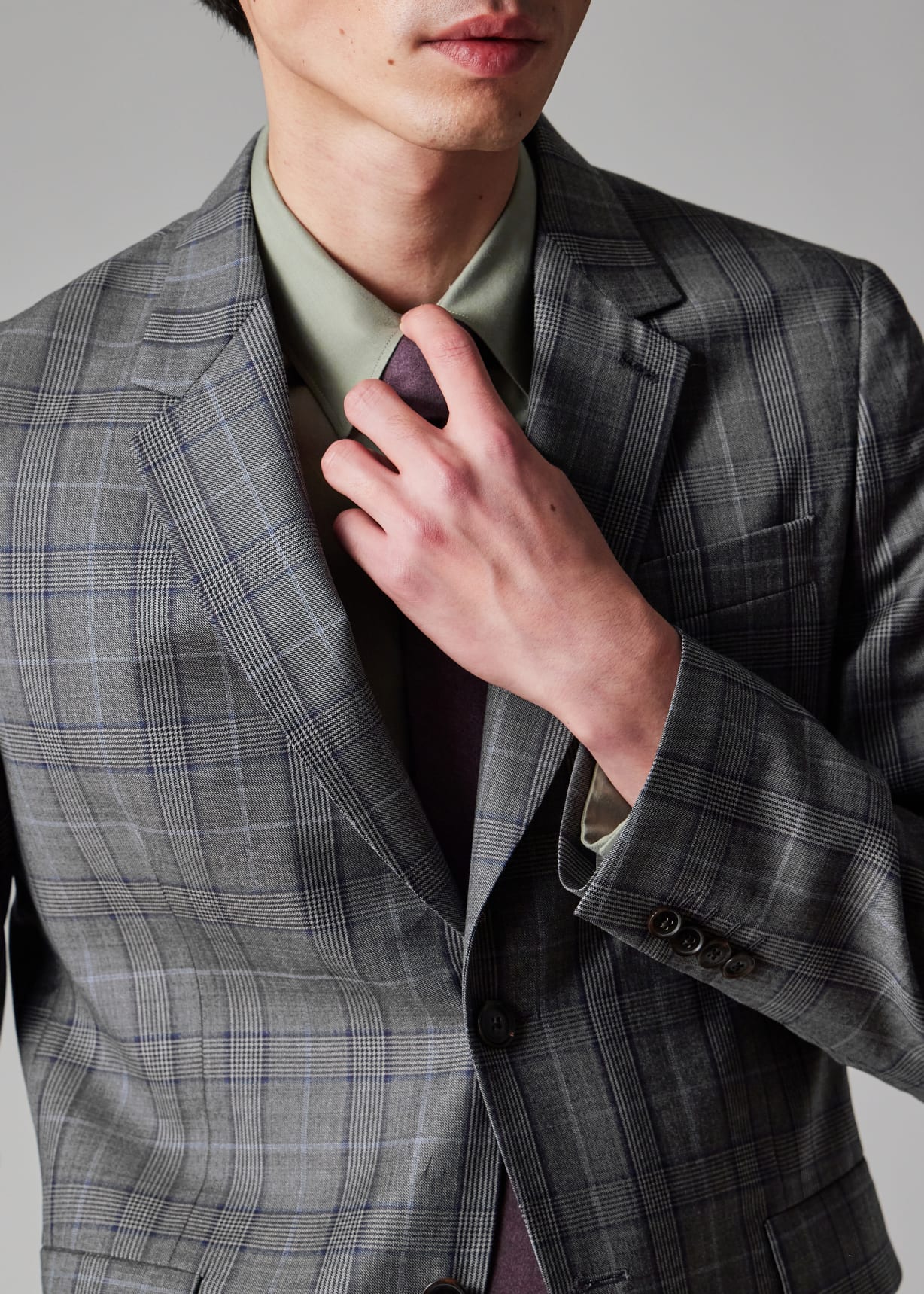 Men's Grey Wool Check Suit